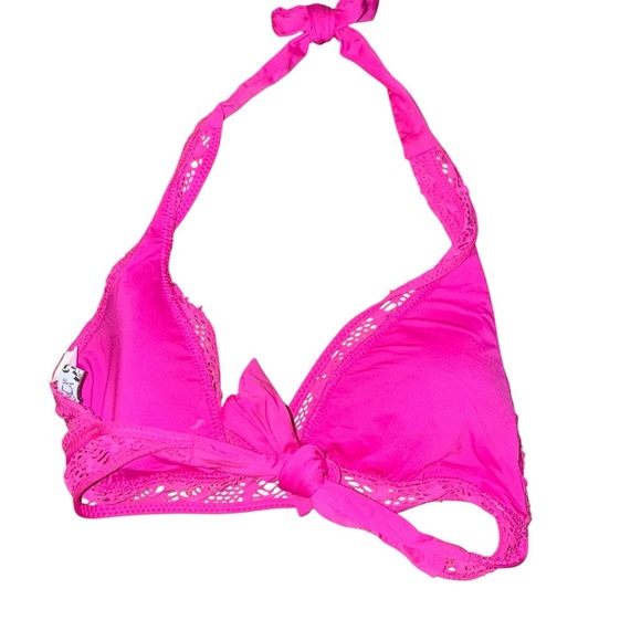 BECCA Bright Pink Lace Bikini Top - Picture 3 of 4